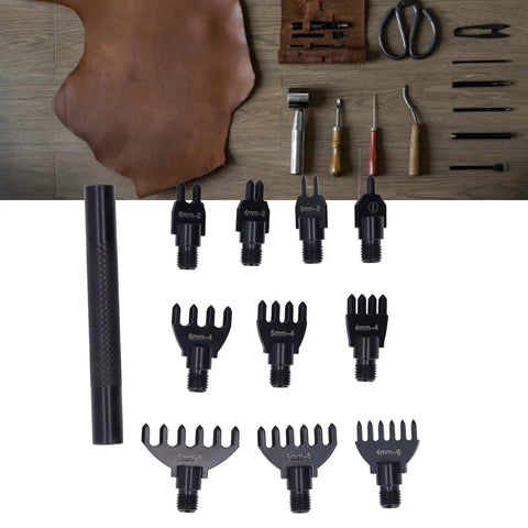 8 Piece Leather Stitch Punch Chisel Set with Interchangeable Claw Heads 4 5 6mm High Carbon Steel Precise Spacing for DIY