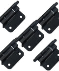 Cabinet door hinges, five black iron with mounting plates for furniture