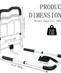 Extra Wide 16 Inch Bed Rail For Seniors, 350 Lb Capacity, 16 CFR Part 1270 Safety Certified, with dimensions and weight capacity