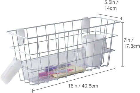 Durable Walker Basket With Built In Cup Holder And Tray For Folding Walkers, Quick No Tools Needed Install, Secure Storage For Phone Wallet Meds Glasses Snacks, 16x5.5x7 Inches