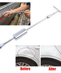 DIY Auto Body Dent Repair Kit With Glue Tabs, Bridge Puller, Slide Hammer, Dent Lifter And Suction Cup Tools showing dent repair process