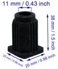 4 Pack Caster Sleeve Inserts Black Plastic Stem Socket For Chair And Table Caster Rods 25 X 25 X 38 Mm Easy To Install PP Material