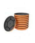 Stack of round furniture sliders 3.54-inch PEVA pads for hardwood tile and laminate floors heavy duty easy glide movers.