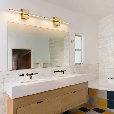 Gold Vanity Light Over Mirror 24 Inch LED 18W, Dope Warm 3500K Modern Bathroom Sconce Wall Lighting with Acrylic Shade