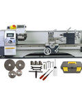 Precision Benchtop Metal And Wood Lathe Machine With 1100 Watt Brushless Motor Variable Speed Control Custom Threading And Workhorse Build assembly with tools.