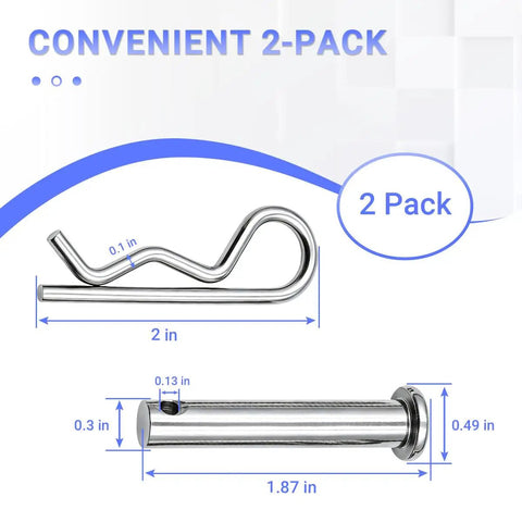 532132673 Clevis Pin And Hairpin Clip Kit 2 Pack For Tillers DIY Replacement Fits Husqvarna Poulan Jonsered dimensions