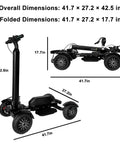 Foldable Electric Golf Scooter With Comfortable Seat And Umbrella Holder Powered By 2400W Dual Brushless Motors And Sweet 48V Battery, showing dimensions.