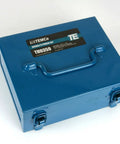 Case for Double D Punch Die Set 1-3-8 By 1-1-8 Inch Knockout Hole Kit with latch and handle for electricians and DIY pros.