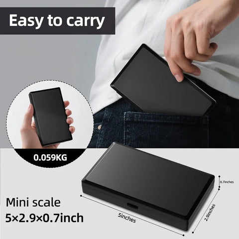 Ultra Precise 0.01g Digital Scale For Jewelry Gold Silver Diamonds Gems 500g Capacity Portable showing pocket size and dimensions