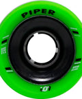 Ion Indoor Speed Skating Quad Race Wheels Green 97A Urethane with VooDoo Thane, close-up of nylon core and tire lip