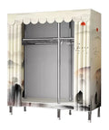 Double Door Portable Canvas Wardrobe With Hanging Rail And Shelves For Bedroom And Living Room No Fuss Setup, colorful design