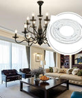 4 Inch Ceiling Light Mounting Bracket Kit, Beefed Up 10 Universal Crossbars With Screws For Pendant And Wall Lamps, Close To Ceiling Circle Design, Zinc Plated Steel, Rust Resistant, Includes Ground Screws, Wiring Nuts installed with chandelier