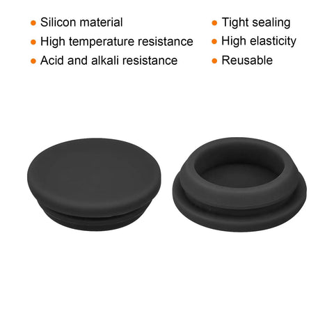 Heavy Duty Black Silicone Snap In Locking Hole Plugs 5 Pack With A Smooth Groove Fit showcasing versatile sealing options.