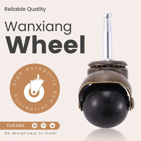 Antique Ball Caster Wheels For Furniture Smooth As Butter 1.5 Inch Diameter, durable black ball, metallic stem design.