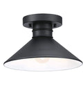 Rustic Arts And Crafts Outdoor One Light Semi Flush Mount Ceiling Light, 11 Inch, Textured Black Finish, Dark Sky Friendly
