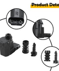 Jeep Fuel Tank Door Latch Actuator Kit With Spring Pin for 2016-2022 Renegade, 2017-2022 Compass, 2018-2022 Grand Commander 2-Pin, Auto Lock Safety Release, No-Brainer Install, High-Strength Build, Theft-Proof Design, black plastic actuator and spring pin close-up