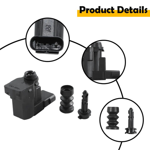Jeep Fuel Tank Door Latch Actuator Kit With Spring Pin for 2016-2022 Renegade, 2017-2022 Compass, 2018-2022 Grand Commander 2-Pin, Auto Lock Safety Release, No-Brainer Install, High-Strength Build, Theft-Proof Design, black plastic actuator and spring pin close-up