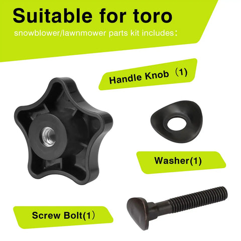 Toro Compatible Handle Knob And Screw Bolt Washer Kit For Lawn Mowers And Snow Blowers Replacement Parts visible components