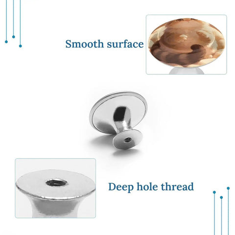 Mango Spots One Point One Inch Stainless Steel Cabinet Knobs with smooth surface and deep hole thread details