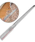 Stainless Steel Grain Sampler Probe Tool With Rubber Grip For Outdoor Gardening And Farm Use, shown sampling wheat seeds.