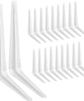 20 Pack 12 Inch White Heavy Duty Steel Shelf Brackets Set L Shaped Wall Mount Braces For Wood Shelves J Brackets Corner Support