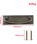 4 Pcs Drawer Ring Pull Handles In Antique Bronze Durable Zinc Alloy Cabinet Hardware For Dresser And Cupboard 120mm Length 76mm Hole Center