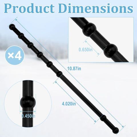 4 Pcs Rubber Guard Straps For Ice Drill Blades, Blade Protectors dimensions with close-up details, 4 units shown