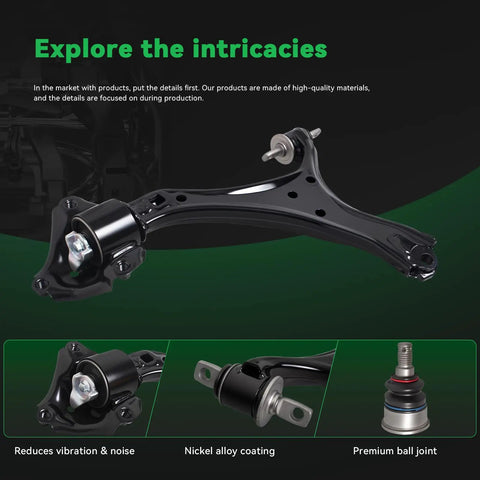 Front Suspension Kit For Honda Accord 2013-2017 And Acura TLX 2015-2020 2.4L Ready To Install Includes 2 Lower Control Arms 2 Ball Joints 2 Sway Bar Links And 4 Tie Rod Ends, black coated lower control arm with ball joint