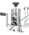 Heavy Duty Drill Powered Wire Stripper Machine With Manual Hand Crank Option For Efficient Copper Recovery And Scrap Cable Processing Small Portable Peeler Tool showing detailed mechanism and wire.