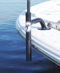 Heavy-Duty Bow Mount Anchor For Shallow Water Deployment, Marine-Grade Aluminum Deck Mount With Black Powder Coat installed on boat