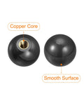 6Pcs M8 Threaded Ball Knobs With Copper Insert, 1.18 Inch Black Thermoset Ball Handles for Machine Tools, showing copper core and smooth surface.