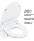 Premium Electric Bidet Seat For Elongated Toilets Featuring Heated Seat And Stainless Steel Nozzle With Warm Air Dryer night light.