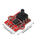Angled front view of AEDIKO air pressure sensor module on red PCB with 4-pin header; 0–40 kPa, 3.3–5V, 2.5mm tubing port