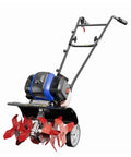 Power Packed 53cc Garden Tiller With 15 Inch Cultivator Width Liftable Booster Rod Easy Start And Rugged Mini Cultivator shown