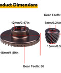 Angle Grinder Spiral Bevel Gear Kit for Makita 9553NB 9554NB 9555NB 9557NB 9558NB Replacement with dimensions and teeth count shown.