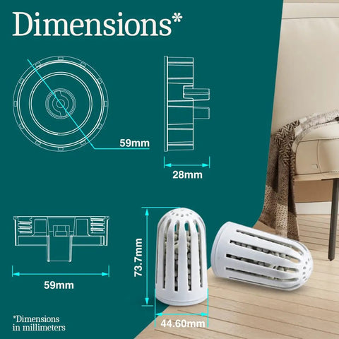 Size details of Ultrasonic Humidifier Filter Replacements For Home Use, Cool Mist Demineralization Cartridges With Ceramic Stone, 3 Pack.