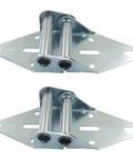 Heavy Duty 2 Pack Garage Door Hinge Replacement Parts Built From 14 Gauge Steel With Rust Resistant Galvanized Finish, shown from above.