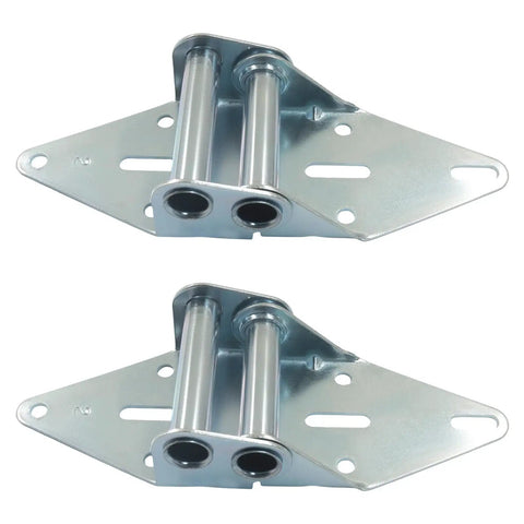 Heavy Duty 2 Pack Garage Door Hinge Replacement Parts Built From 14 Gauge Steel With Rust Resistant Galvanized Finish, shown from above.