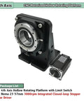 Fourth Axis 360 Electric Rotary Table With 400W Servo Motor And Precision Stepper Drive showing a motorized hollow rotating platform.