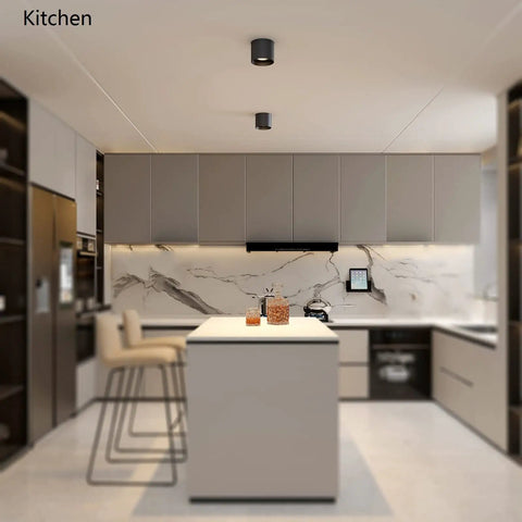 Ultra Sleek Black 5 Inch LED Ceiling Light Fixture Flush Mount Dimmable 14W 3000K Ra90 No Fuss Easy Install, kitchen view