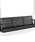 Upgraded Patio Wooden Porch Swing For Courtyard And Garden, Heavy Duty 880 Lbs Swing Chair Bench With Adjustable Chains, Black Finish