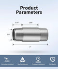 Diagram of Three Eighths Inch Stainless Steel Pipe Nipple Set 304 with product parameters for plumbing, gas, hydraulic applications
