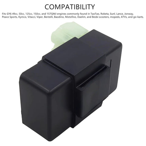 Side view of Hot 6 Pin AC CDI Box For GY6 49cc 50cc 125cc 150cc Engines Fit Scooters Mopeds ATVs Go Karts Quad Bikes High Performance