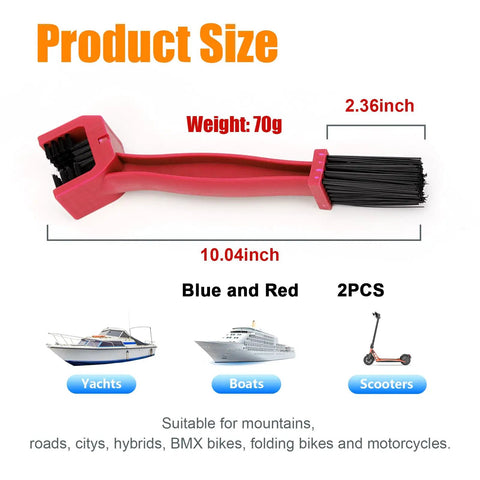 2 Piece Bike And Motorcycle Chain Cleaning Brush Set For Universal Use Heavy Duty Chain Washer Tool With Nylon Bristles