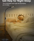 Go-To Floor Lamp With Stepless Dimmer And 3 Color Temperature Modes in bedroom next to bed, flexible gooseneck for easy adjustment.