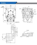 Technical drawing of Heavy Duty 85mm Hollow Rotary Actuator showing dimensions for precise industrial automation applications.