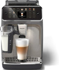 Premium Fully Automatic Espresso Maker With LatteGo Milk Frother And 20 Drink Recipes Featuring Silent Ceramic Grinder And Seamless Touchscreen, showcasing latte preparation.