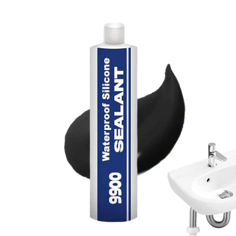 Heavy Duty Waterproof Sealant And Adhesive Glue Providing All Weather Protection For Multi Material Joint Sealing With Polymer Formula That Locks In Tight And Stays Rock Solid, 9900 sealant tube with black silicone.