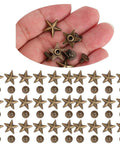Bronze star-shaped studs with 14mm Chicago screws, 50-piece set for DIY clothes, shoes, purses