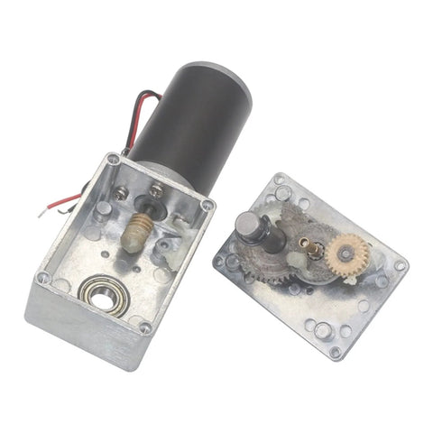 12V DC high-torque gear motor with dual output shaft worm reducer; all-metal gearbox